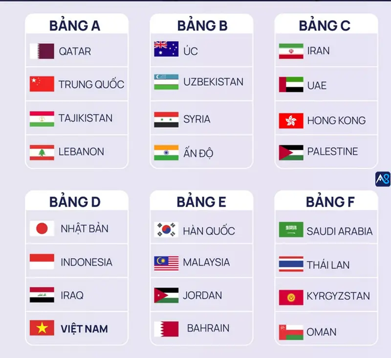Asian Cup Chia 6 Bảng